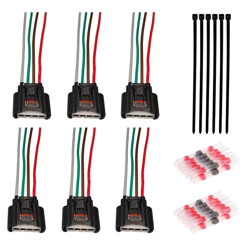 Set of 6 Ignition Coil Connector Plug Harness Replacement for Chevrolet Toyota Lexus Pontiac Scion Ignition Coil Female Connector Plug Harness Pigtail 4Way Female 9098011885