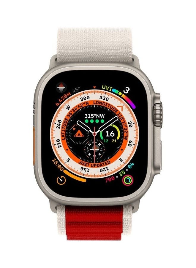 Generic - Apple Watch Alpine Loop Band 49mm/45mm/44mm Nylon Woven Sport Strap Compatible with iWatch Series 8/Ultra/7/SE/6/5/4/3/2/1 Red/White - Image 1