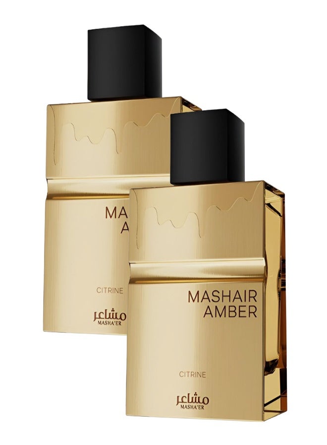Mashaer 2 Pieces Mashair Amber Citrine Perfume For Unisex 100ml EDP - Image 1