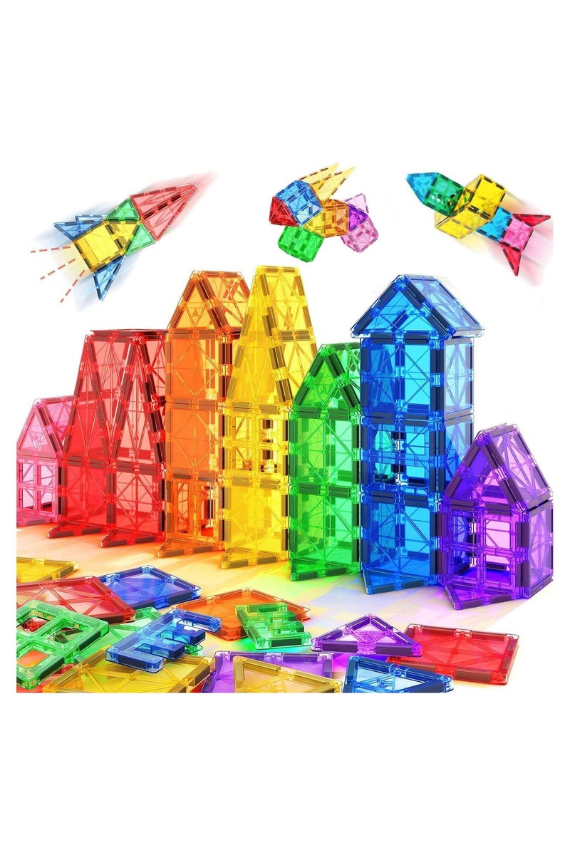 Magnetic Building Tiles - 70 Pcs Set of Vibrant 3D Blocks, Encourages Creative Construction, Promotes Educational Brain Development, Stimulates Imagination, STEM Toy for Kids 3+ Years - Image 1