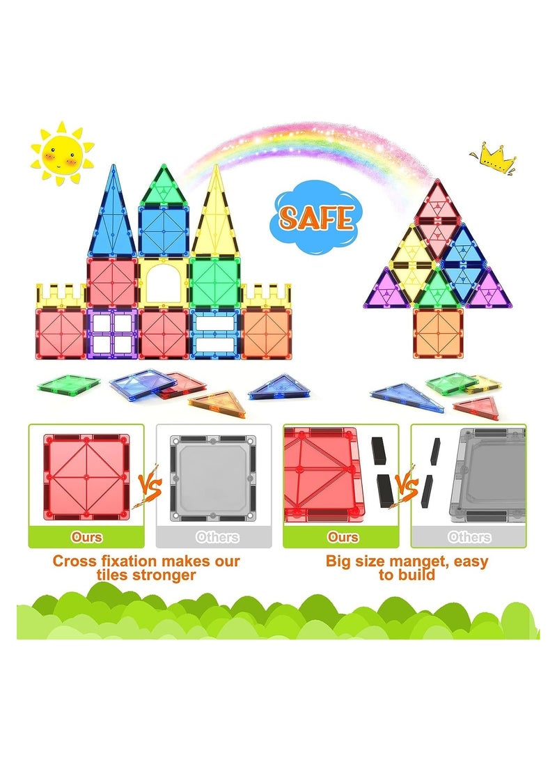 Magnetic Building Tiles - 70 Pcs Set of Vibrant 3D Blocks, Encourages Creative Construction, Promotes Educational Brain Development, Stimulates Imagination, STEM Toy for Kids 3+ Years - Image 2