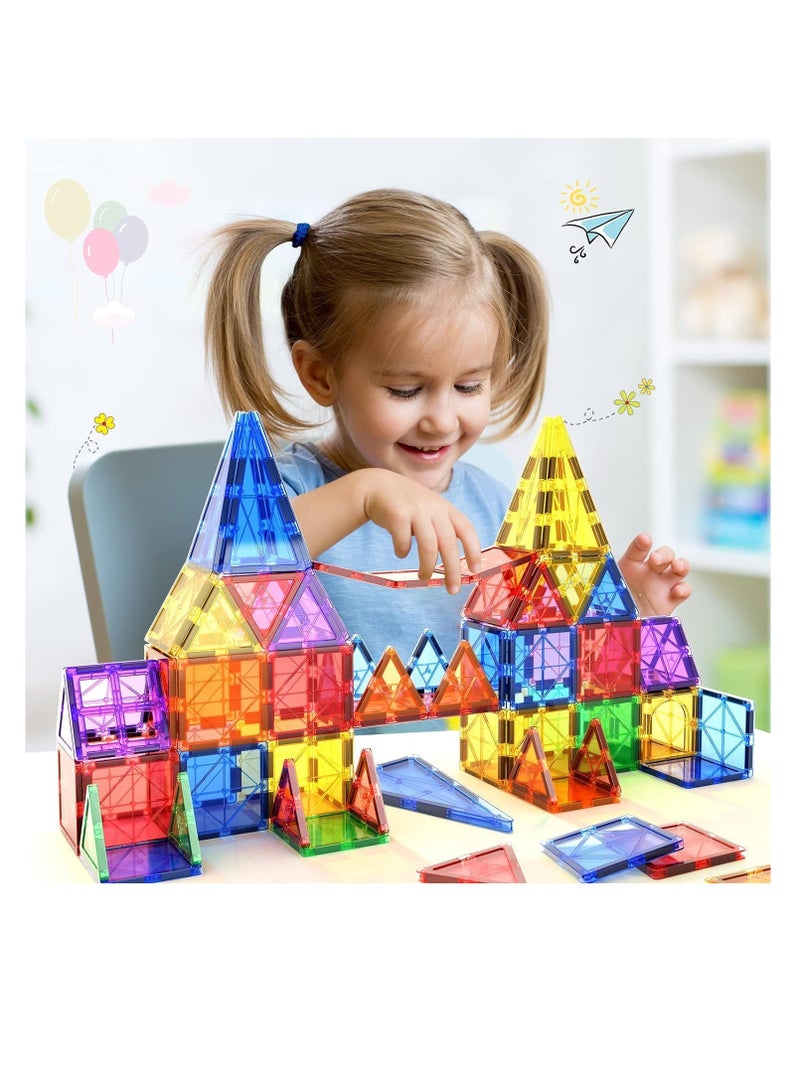 Magnetic Building Tiles - 70 Pcs Set of Vibrant 3D Blocks, Encourages Creative Construction, Promotes Educational Brain Development, Stimulates Imagination, STEM Toy for Kids 3+ Years - Image 4