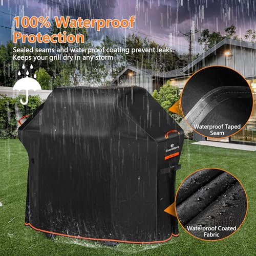 GuardKove [Upgraded 1000D Heavy Duty Fabric] 58" Grill Cover for Weber Genesis II, LX 300 and Genesis 300 Series Outdoor Gas Grill, Waterproof BBQ Cover, Tear & Fade Resistant 7130 Grill Cover for Weber Grill - Image 3