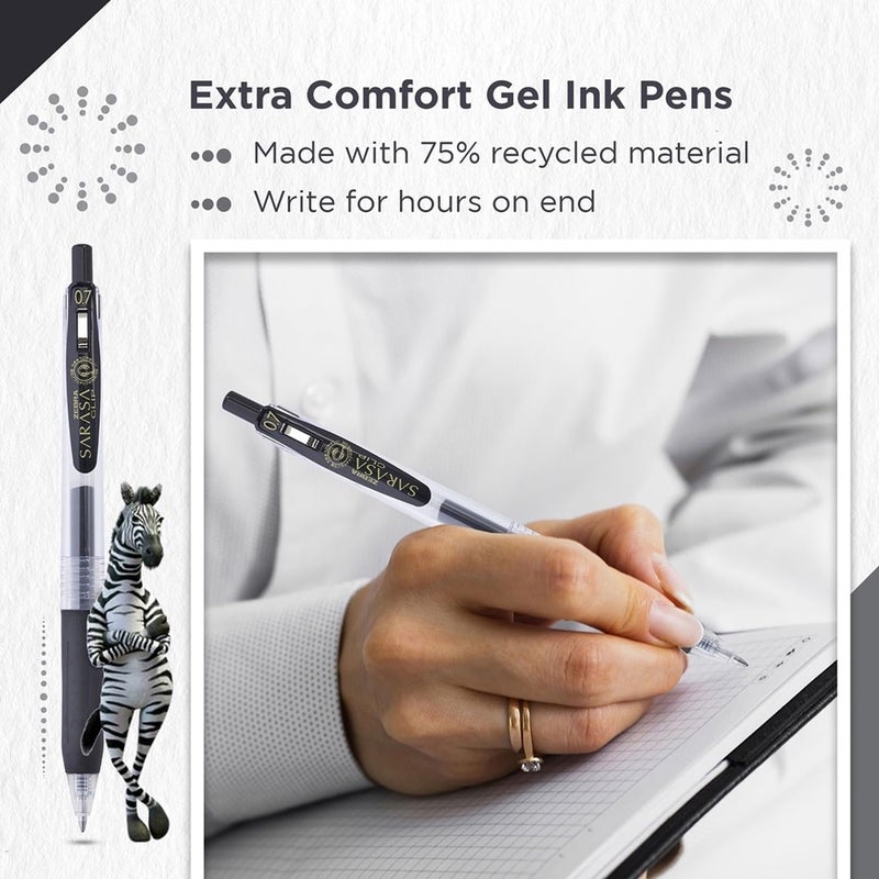 Zebra Pen 0.7 mm Sarasa Clip Gel Ink Pen - Black 12 Pcs Pack. - Image 4