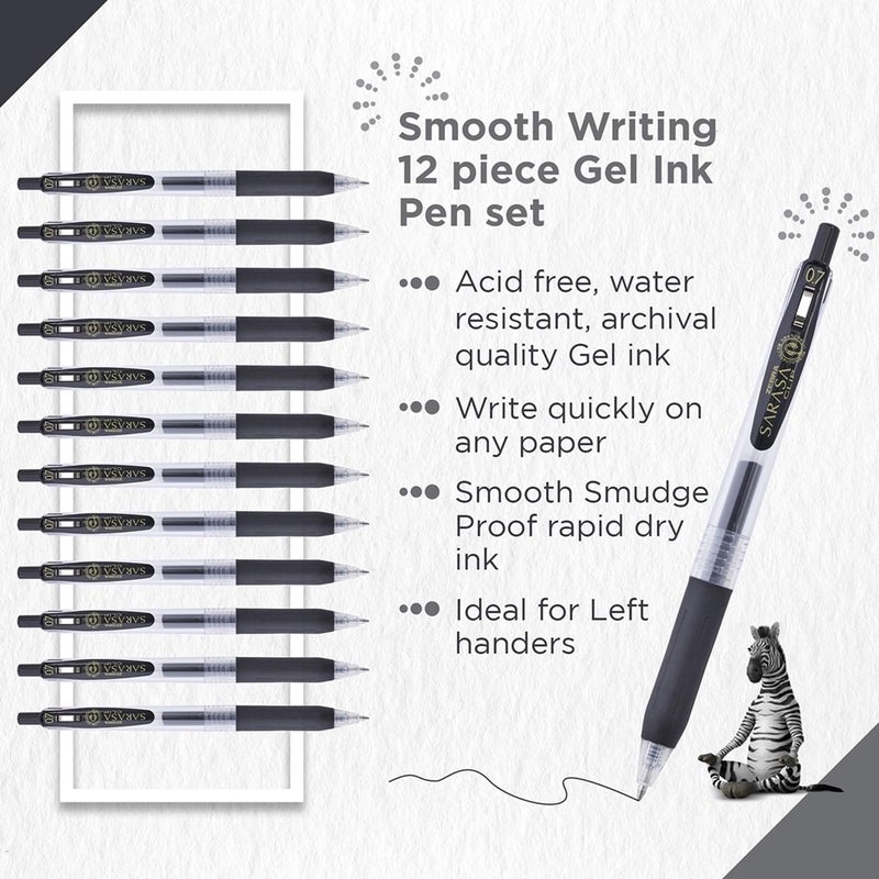 Zebra Pen 0.7 mm Sarasa Clip Gel Ink Pen - Black 12 Pcs Pack. - Image 3