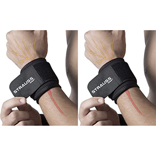 Strauss Wrist Support, Single (Free Size, Black), (Pack of 2) - Image 1