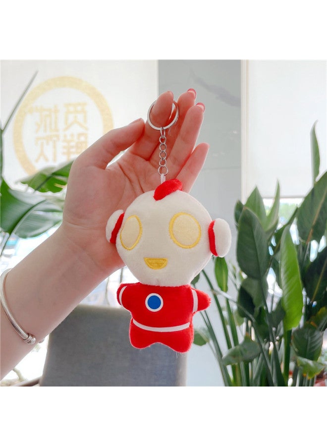 Mini Plush Toy Doll Pendant Wedding Gift Spray Doll Machine Internet Celebrity Bag Pendant Toy/plush Doll/doll-Color:Red Ultraman-Height:Gold Metal Buckle - Image 1