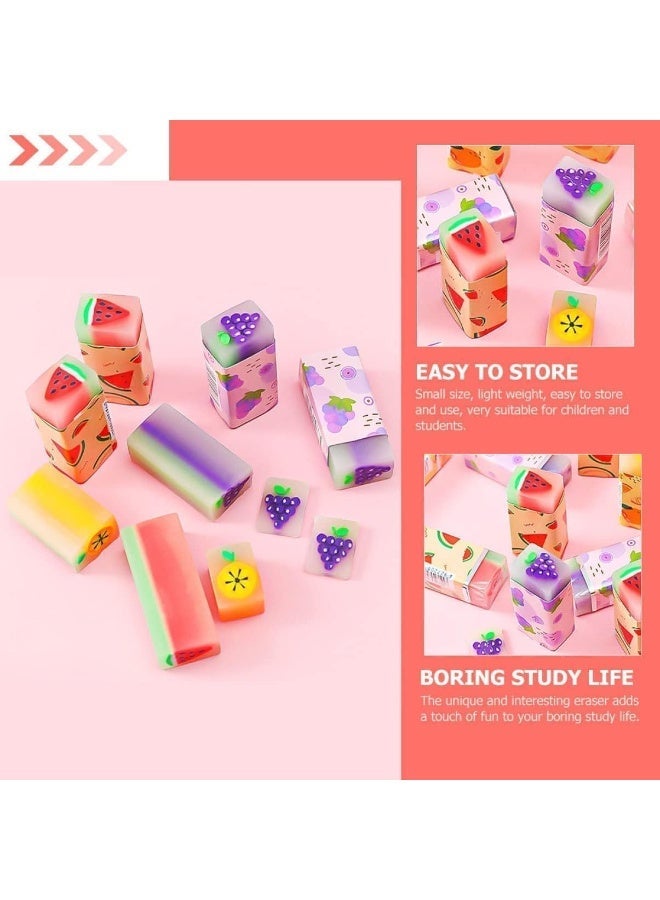 12Pcs Cute Fruit Erasers, Fun Food Pencil Erasers, Watermelon Grape Orange Cartoon Erasers, Drawing Eraser, Novelty Fruit Erasers, for School Supplies, Prize Gifts, Party Favors - Image 5