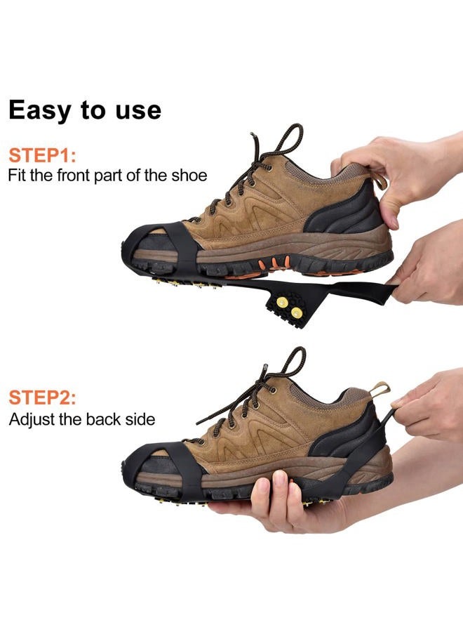 Manledio Ice Cleats for Shoes and Boots - Stainless Steel Studs Crampons for Non-Slip Traction on Snow and Ice - Anti-Slip Grips and Spikes for Hiking Walking and Winter Workers on Slippery Surfaces - Image 3