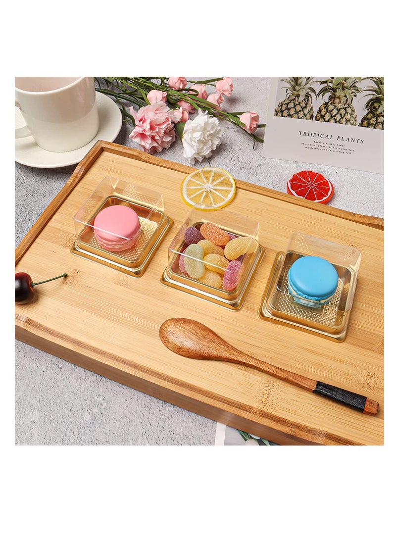 SYOSI Cupcake Boxes, Mini Mooncake Box, 50Pack Individual Cake Boxes Container, Plastic Transparent Mooncake Box Cake Cookies Muffins Box, for Baby Shower Wedding Birthday Party Supplies (Gold Base) - Image 4