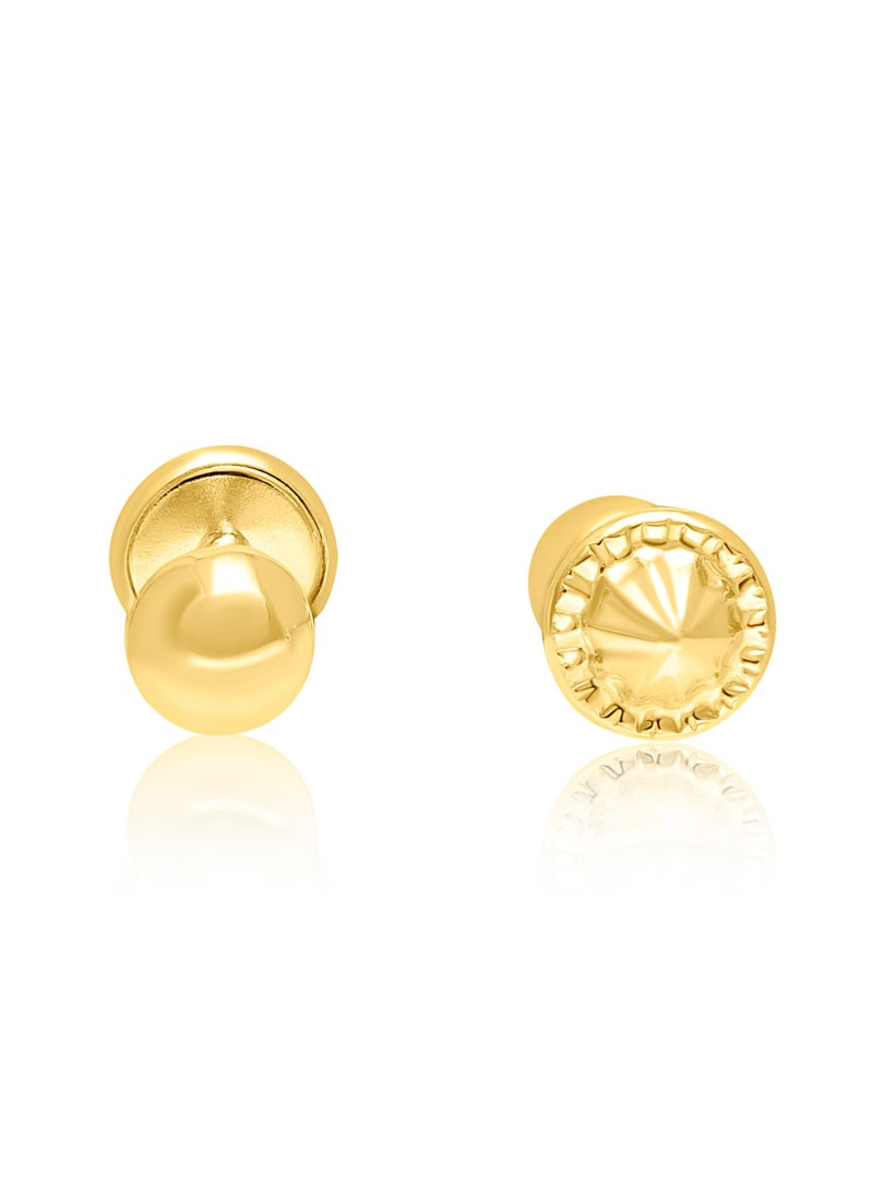 Hamsa.ae 18K Pure Gold Ball Screw Earring Set 