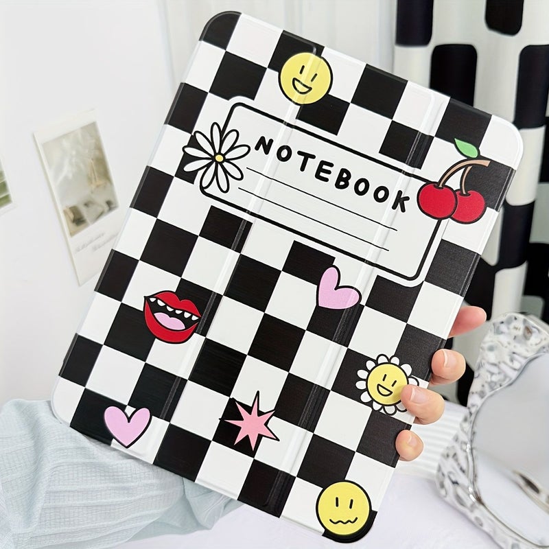 Black White Vintage Checkerboard Tablet Case For iPad Air 9.7 inch 2017 2018 - Image 5