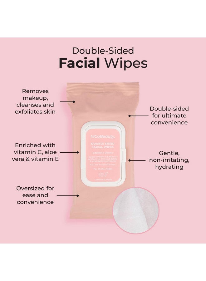 أم سي أو بيوتي مناديل مبللة للوجه للاستخدام اليومي، 25 عبوة مزدوجة الجوانب للحصول على جانب ناعم وملمس مناسب للسفر مع فيتامين C والصبار وفيتامين E ومستحضرات تجميل نباتية خالية من القسوة - Image 4