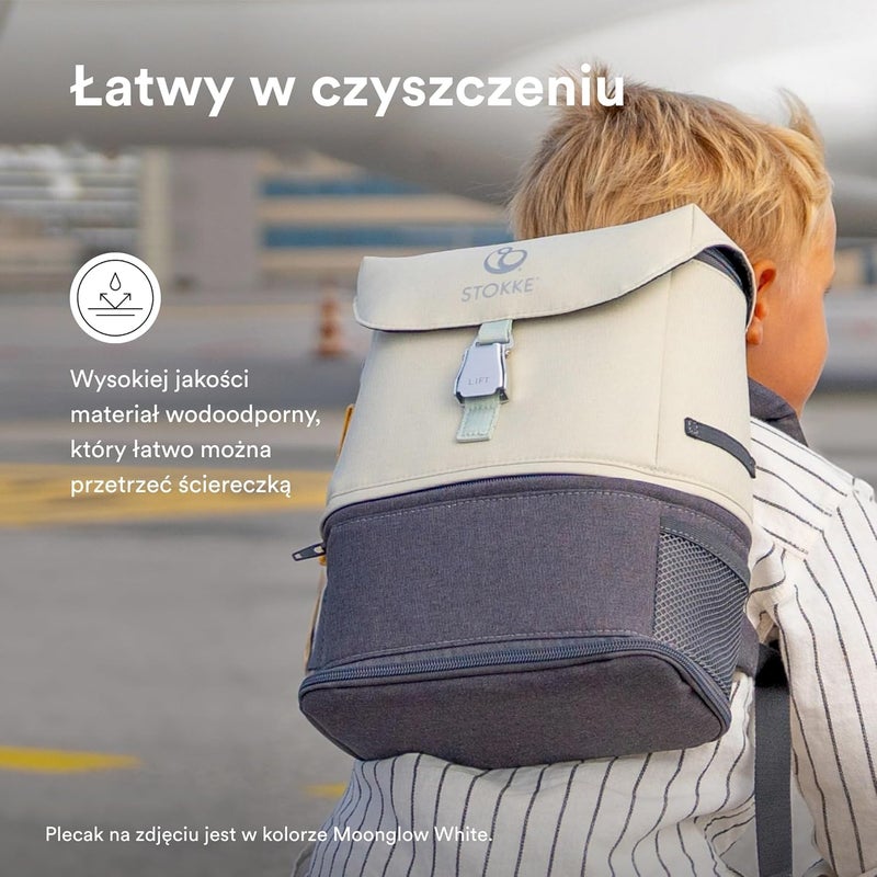 Stokke JetKids BackPack, Arctic Blue - Expandable Design for Kids 2-7 Years Old - Easy-to-Clean, Water Repellent Fabric - Includes Pull-Out Seat Pad, Name Tag & Detachable Captain Stripes, Arctic - Image 3