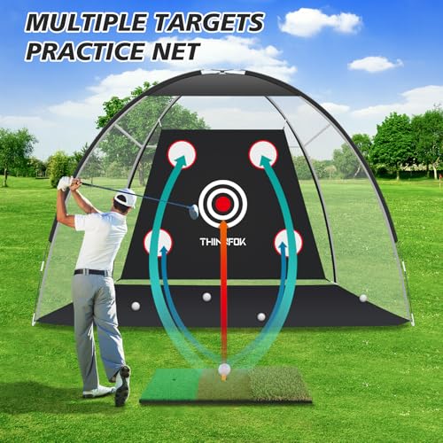 THINNFOK Golf Practice Net and Mat 10x7FT Hitting Aids for Backyard Driving Chipping Swing Training with Noise Reduce Target TriTurf Mats Tees Real Balls for Indoor Outdoor Gifts for Men Dad - Image 3