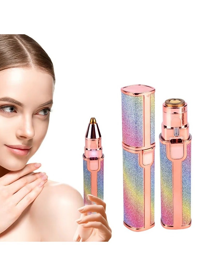 جهاز إزالة شعر الوجه والأنف للنساء 2 في 1 – بدون ألم، قابل لإعادة الشحن – تصميم لامع وأنيق – لإزالة شعر الوجه والشفاه والذقن والأنف - Image 1