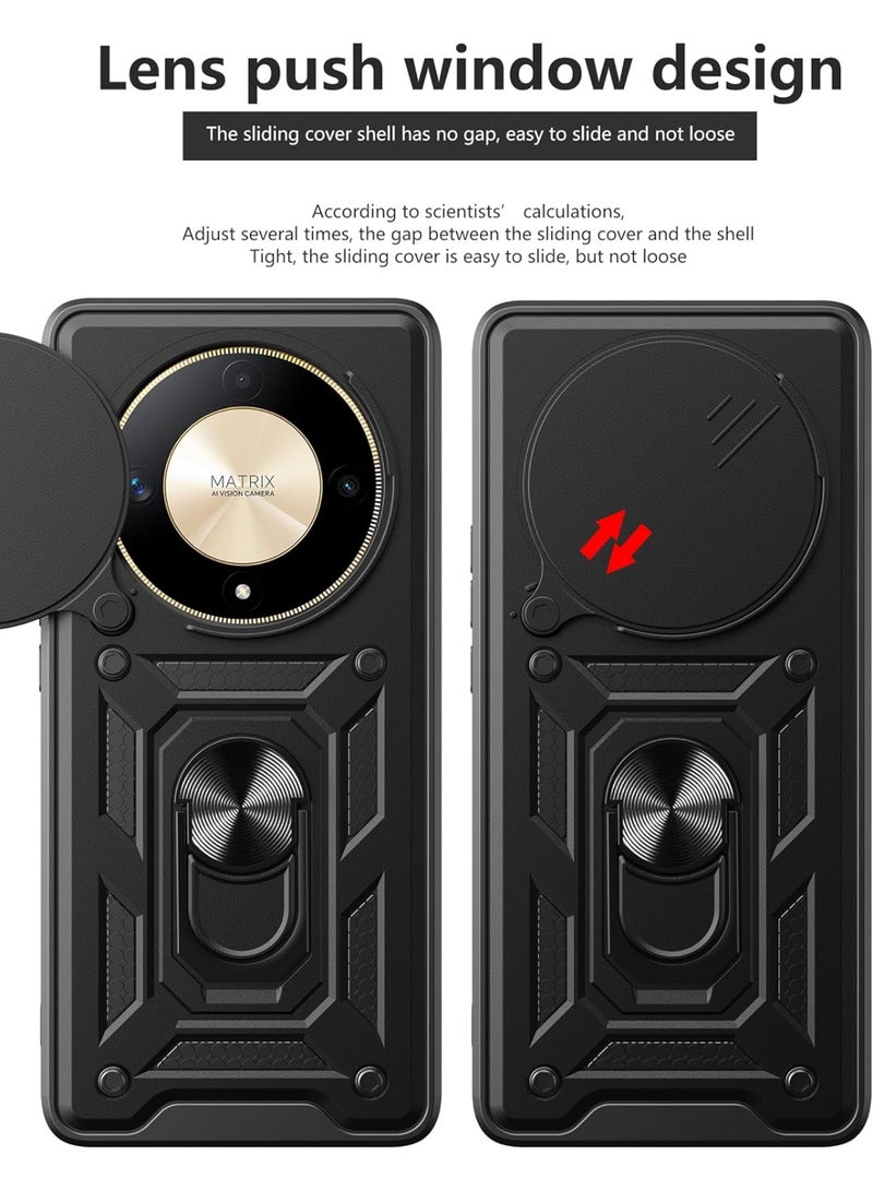 هونور X9B 5G الهاتف المحمول حالة الغطاء ، انزلاق الكاميرا عدسة تغطية + 360 درجة قوس دوار خاتم + الوفير صدمة دليل الهاتف المحمول حالة - Image 4
