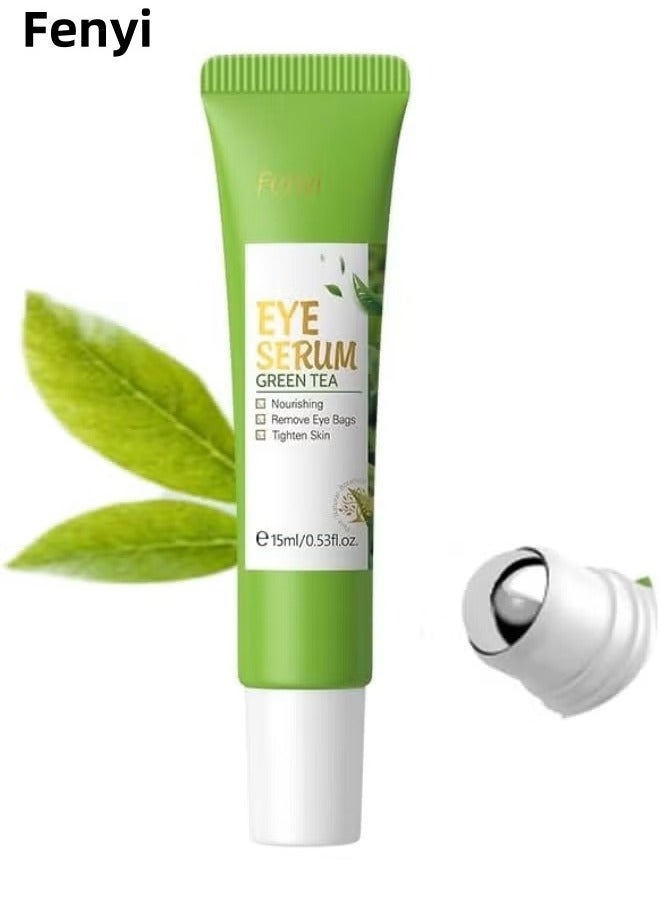 فيني مصل العين بالشاي الأخضر وكريم الأسطوانة تحت العين ، لأكياس العين الانتفاخ ، كريم العين بالكافيين مع كرة تدليك 360 درجة يقلل من التجاعيد والخطوط الدقيقة ، تحت العينين ، ترطيب ، ترطيب ، شد العين - Image 1