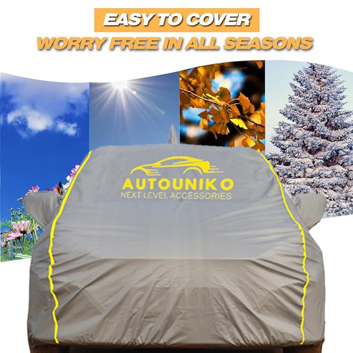AUTOUNIKO 100% Waterproof Car Body Cover for Maruti Suzuki Dzire(2012-2017) with Mirror and Antenna Pocket and Soft Cotton Lining (Full Bottom Elastic Triple Stitched) (Grey with Red Piping) - Image 4