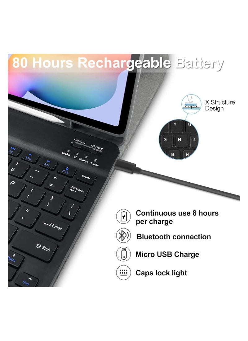 ELTRAZONE Keyboard Case for Samsung Galaxy Tab S6 Lite 10.4'' (SM-P610/P615/P613/P619,2020/2022), Business Leather Folio Cover with Detachable Magnetically Bluetooth Keyboard with S-Pen Holder  - Image 4