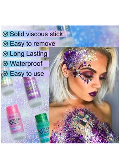 IKZEE Body Glitter Gel Stick for Women & Girls Easy to Apply & Remove Festival Glitter Liquid Eyeshadow Mermaid Sequins Chunky Glitter Gel Cosmetic for Body Face Hair Nails Makeup No.05  - Image 3