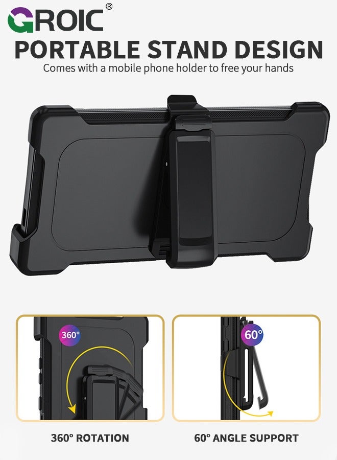 GROIC Black Samsung Galaxy S24 Ultra Phone Case, 3 Layer Super Full-Body Heavy Duty Shockproof Dust Proof Anti-Scratch Phone Cover Rugged Protective Case with Belt-Clip - Image 3