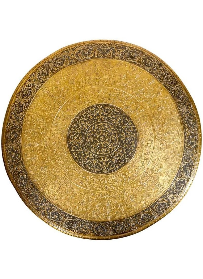 QUESERA Wooden Brass Puja Stool Handmade Brass Chowki Wooden Handmade Bajot Puja Bajot  - Image 3