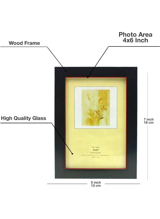 Decorhills DECORHILLS FRAMES & DECOR Rectangular Glass Photo with Wood, Wall Mount Tabletop Display for 4x6 Inches Picture  - Image 5