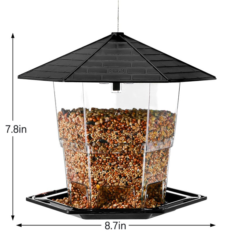 Jealoeur Bird Feeders for Outdoors Hanging Bird Feeder Wild Birds Seed, Black - Image 5