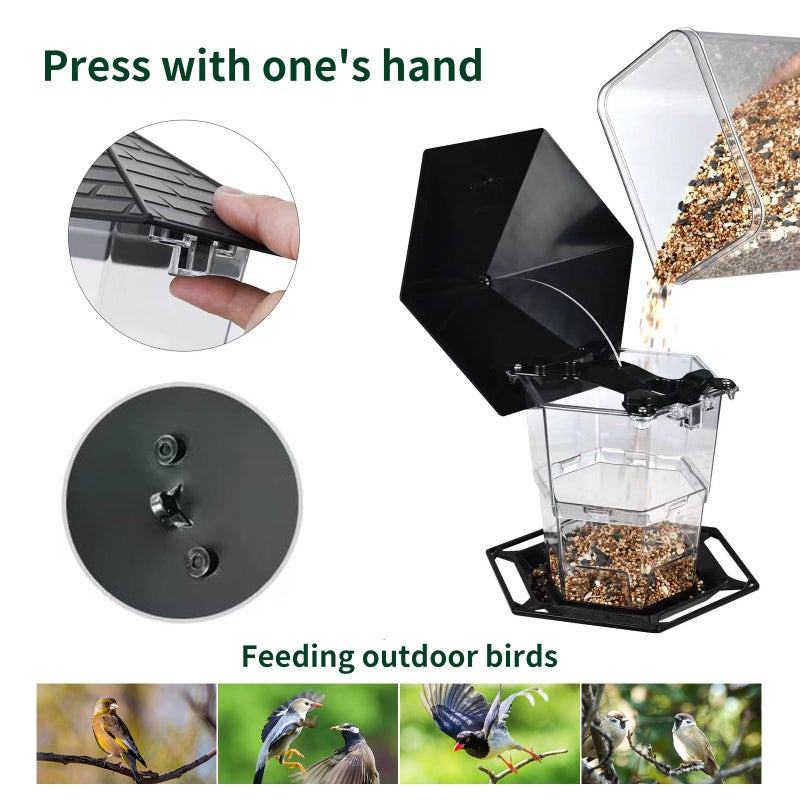 Jealoeur Bird Feeders for Outdoors Hanging Bird Feeder Wild Birds Seed, Black - Image 3