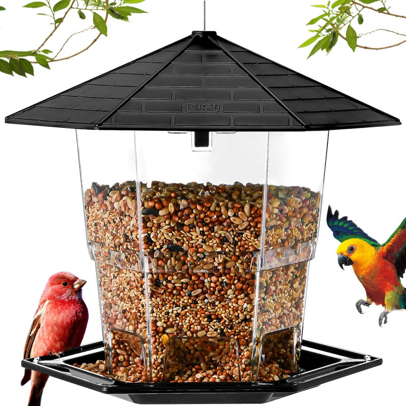 Jealoeur Bird Feeders for Outdoors Hanging Bird Feeder Wild Birds Seed, Black - Image 1