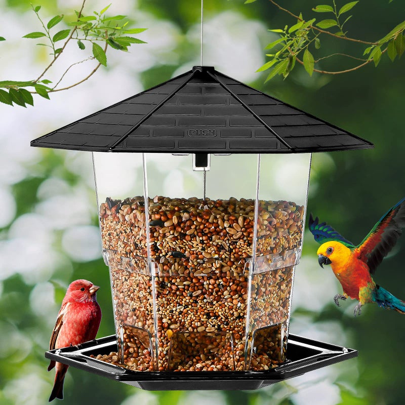 Jealoeur Bird Feeders for Outdoors Hanging Bird Feeder Wild Birds Seed, Black - Image 2