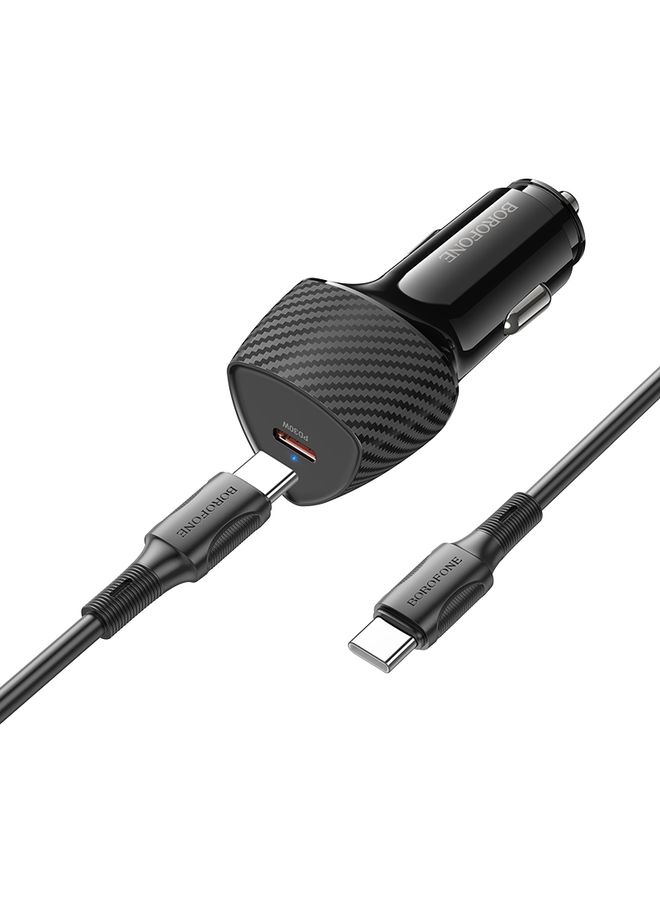 بيوينتي BOROFONE BZ31B Solid Single PD30W Car Charger Set with Type-C to Type-C Cable(Black) - Image 3