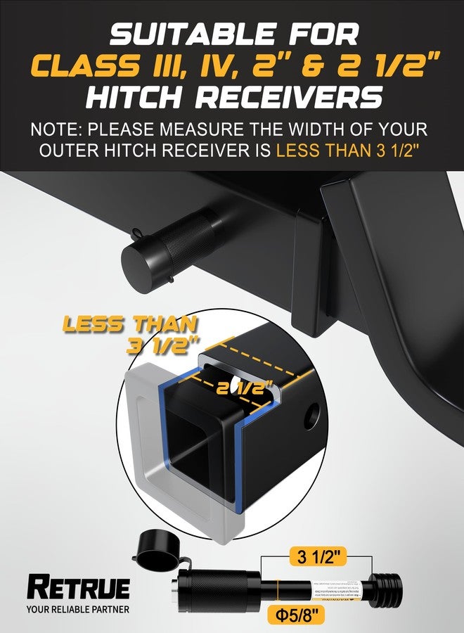 Retrue Hitch Receiver Pin Lock, Trailer Receiver Lock with 5/8" Pin for Class III IV 2" and 2-1/2" Receiver, for Hitch Bike Rack Tray Ball Tow Rope for Trailer Truck Car Boat (1 Pack, 5/8 inch pin) - Image 2