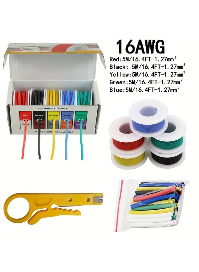 16AWG 196.85 Inch 5 Color PVC Electronic Wire Tinned Copper Aviation Wire Set - Image 3
