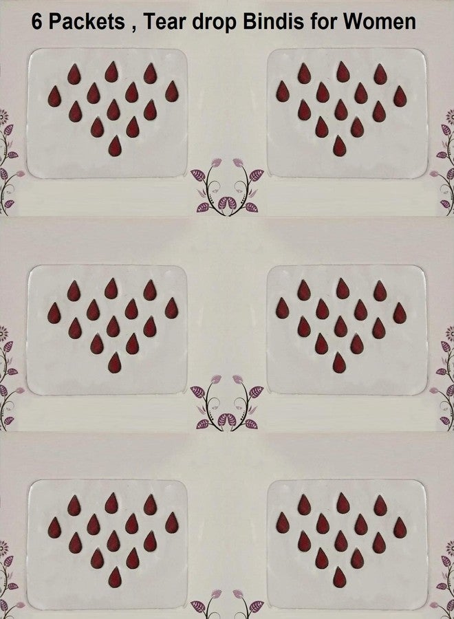 VAMA Fashions 5mm Medium Size Tear Drop Premium Velvet Tilak Shape Forehead Sticker Sketch Dark Maroon Kumkum Sindoor Bindi for Women & Girls - Image 3