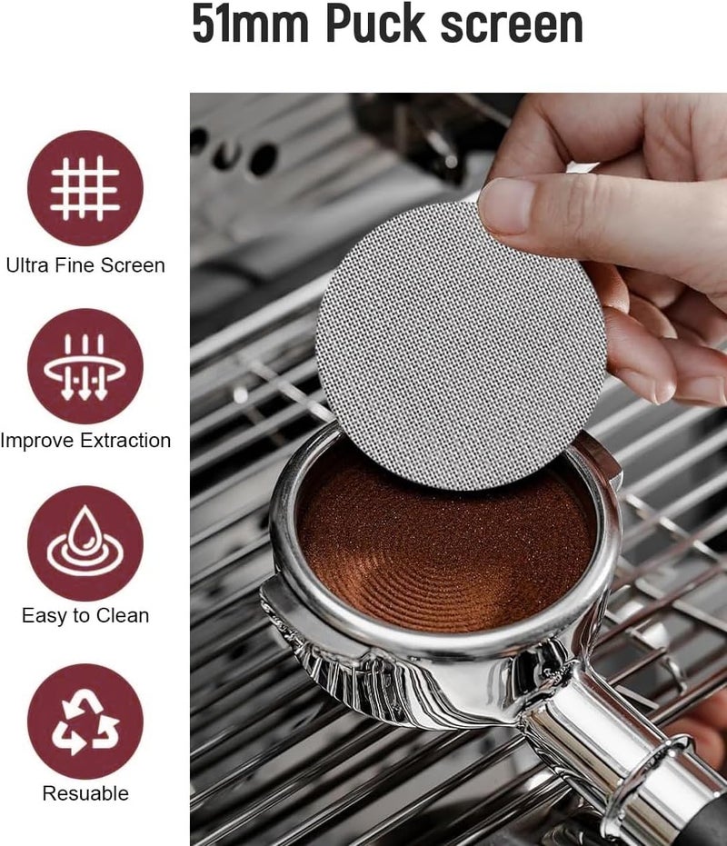 عمران كارت Omran Cart Puck screen for 51mm portafilters - Delonghi dedica, homix Espresso Machine150μm Stainless Steel Ultra Thin Coffee Reusable Barista Espresso Screen Mesh - Image 2