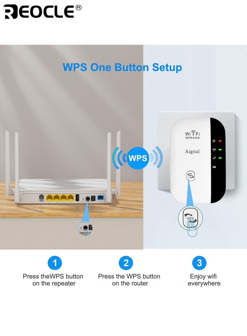 REOCLE WiFi Range Extender with Large Area Coverage and Multi Device Support Wireless Signal Booster with Ethernet Port and Smart Compatibility for Home Office Use - Image 5