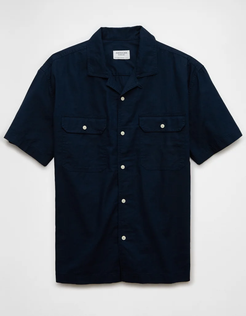 امريكان ايجل Striped Button-Up Poolside Shirt