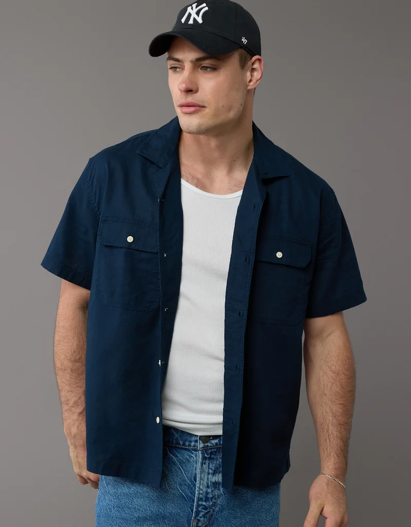 امريكان ايجل Striped Button-Up Poolside Shirt