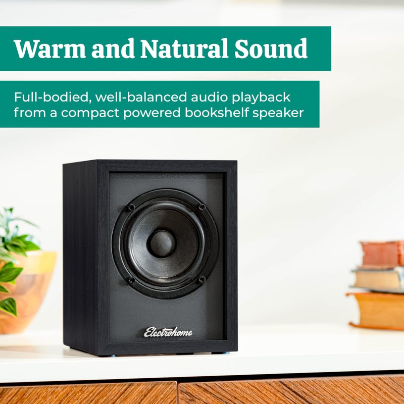 Electrohome Huntley Powered Bookshelf Speakers with Built-in Amplifier and 3" Drivers for Turntable, TV, PC and Wireless Music Streaming Featuring Bluetooth 5, RCA and Aux (EB10B) - Image 2