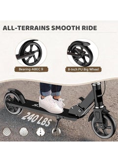 RUIYADA Scooter, Teens and Adults, Commuter Adult Scooters, Stand-Up Riding with Brakes, Rubber mat, Shock Absorption, Foldable and Height Adjustable, Big Wheels Can Hold Up To 200 Lbs.  - Image 2