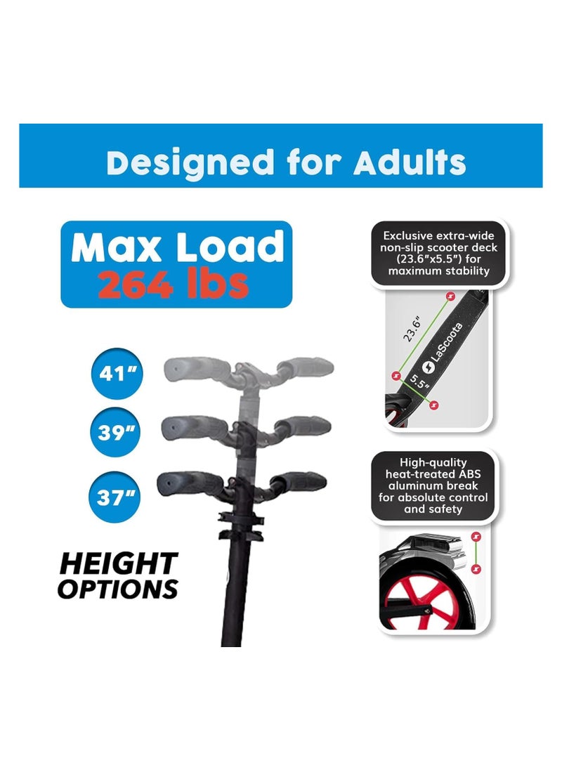 RUIYADA Scooter, Teens and Adults, Commuter Adult Scooters, Stand-Up Riding with Brakes, Rubber mat, Shock Absorption, Foldable and Height Adjustable, Big Wheels Can Hold Up To 200 Lbs.  - Image 4