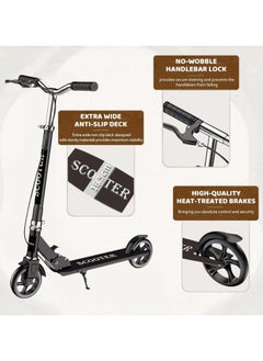 RUIYADA Scooter, Teens and Adults, Commuter Adult Scooters, Stand-Up Riding with Brakes, Rubber mat, Shock Absorption, Foldable and Height Adjustable, Big Wheels Can Hold Up To 200 Lbs.  - Image 5