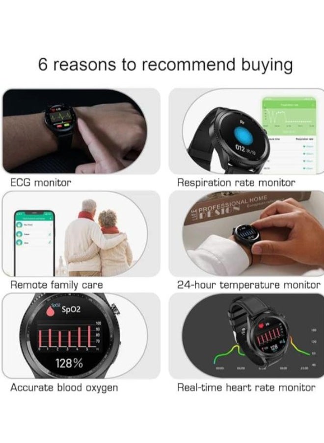 Executive LLC - Health & Fitness Smartwatch with Heart Rate Blood Pressure ECG Monitor Waterproof Watch Fitness Tracker Smartwatch Sports Tracker With 3 Band and Airpods for Men Women - Image 1