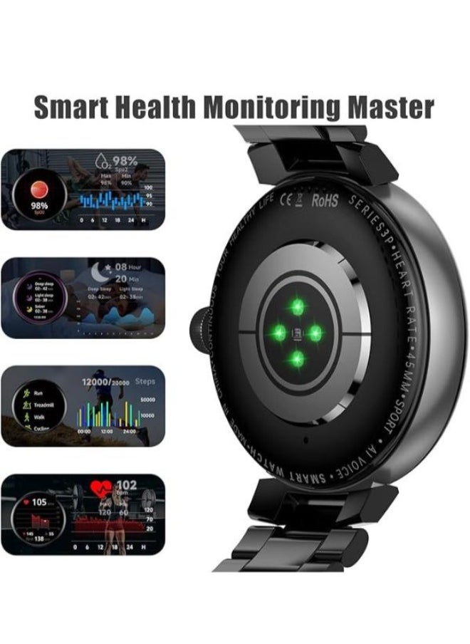 Executive LLC - Health & Fitness Smartwatch with Heart Rate Blood Pressure ECG Monitor Waterproof Watch Fitness Tracker Smartwatch Sports Tracker With 3 Band and Airpods for Men Women - Image 1