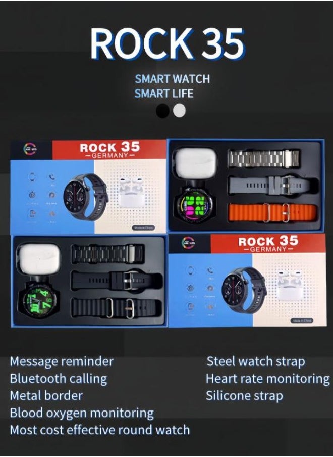 Executive LLC - Health & Fitness Smartwatch with Heart Rate Blood Pressure ECG Monitor Waterproof Watch Fitness Tracker Smartwatch Sports Tracker With 3 Band and Airpods for Men Women - Image 1