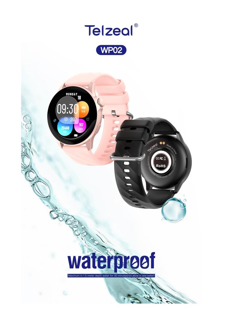 Telzeal WP02 Waterproof Smartwatch – Fitness & Health Tracker with Notifications, Heart Rate & Sleep Monitor, Multi-Sport Modes, IP68 Water Resistant, Long Battery, for Men & Women - Image 3