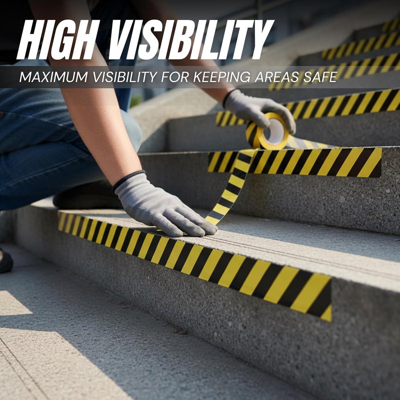 TAPIX 2 Inch x 108 Feet Black & Yellow Tape Roll - Safety Stripe Waring Tape for Floor - Highly Adhesive Waterproof Hazard Tape for Floors, Walls, Staircase, Pipes, Equipment, Dangerous Area - Image 3