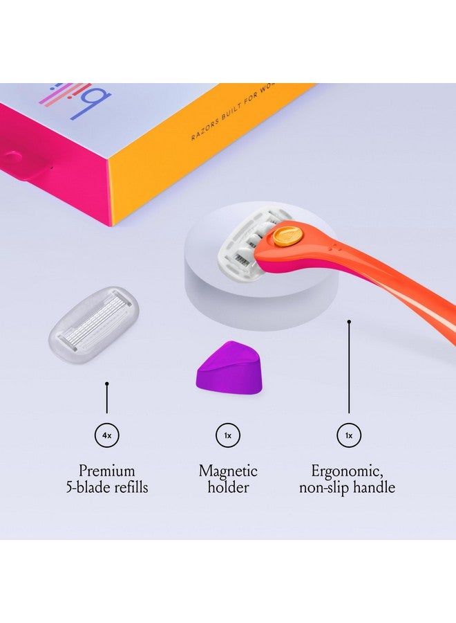 Billie Billie Razors for Women Shave Kit - Women’s Razor + 2 x 5-Blade Razor Refills + Magnetic Holder - Sunburst  - Image 3